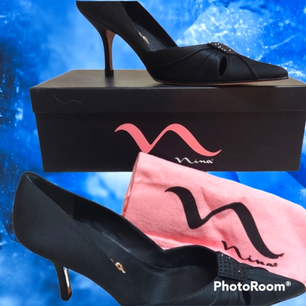New Nina Brand 9 1/2" Sexy Black 3" Heels Shoes.
